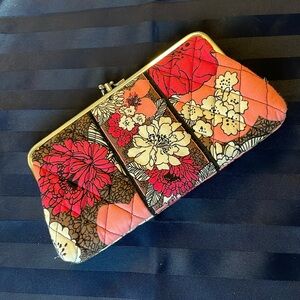 Vera Bradley Mocha Rouge kiss lock clutch wallet | pink and brown